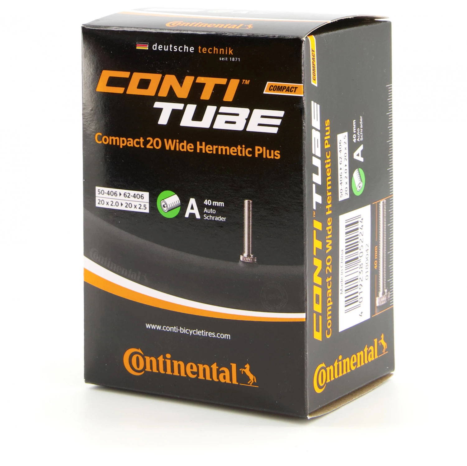 Continental - Compact Tube Wide Hermetic Plus 20'(50/62-406) - Chambre à Air Pour Vélo 1 Continental - Compact Tube Wide Hermetic Plus 20'(50/62-406) - Chambre à Air Pour Vélo