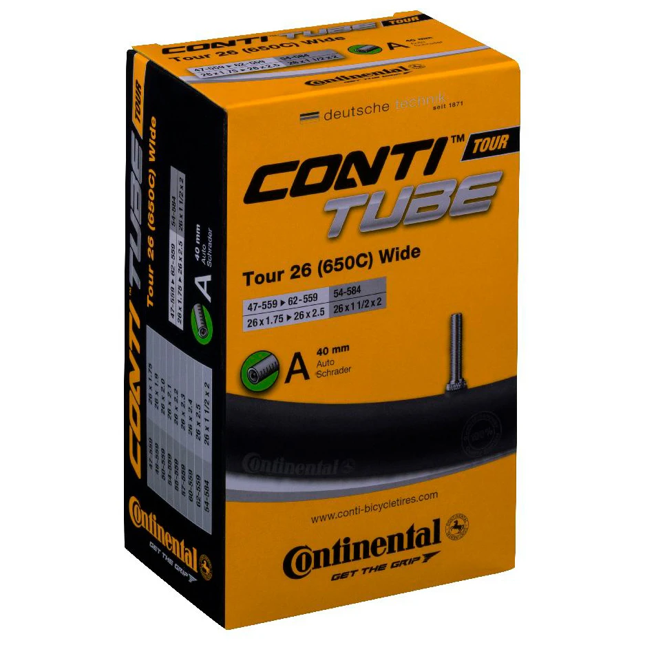 Continental - Tour Tube Wide 26' RE (47-559 - 62-559) - Chambre à Air Pour Vélo 1 Continental - Tour Tube Wide 26' RE (47-559 - 62-559) - Chambre à Air Pour Vélo